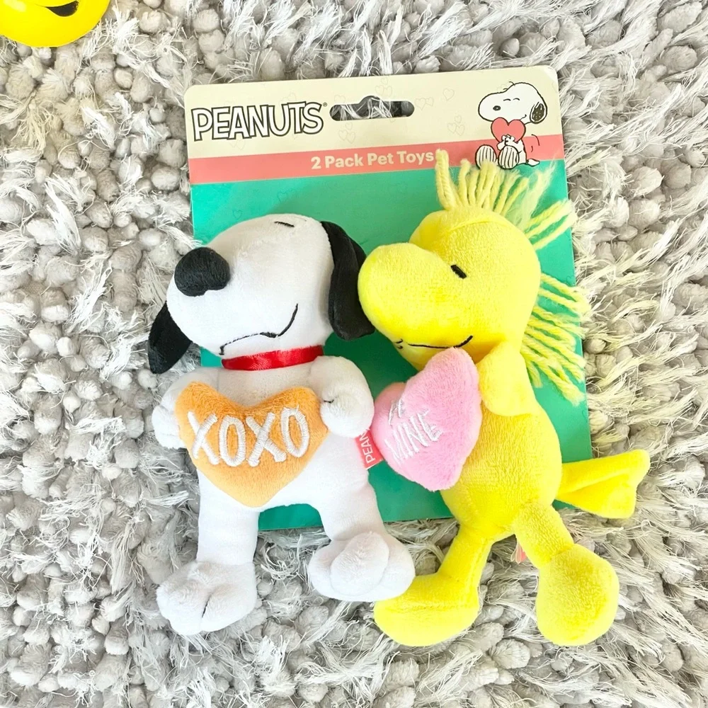 🐶New with tags PEANUTS 2PACK STUFFED PET TOYS W/ SQUEAKERS Snoopy & Woodstock